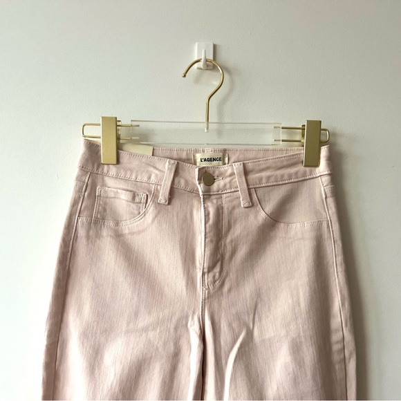 NWT L’AGENCE Margot High Rise Skinny Jeans In Quartz/Light Pink Destruct… - Picture 4 of 8